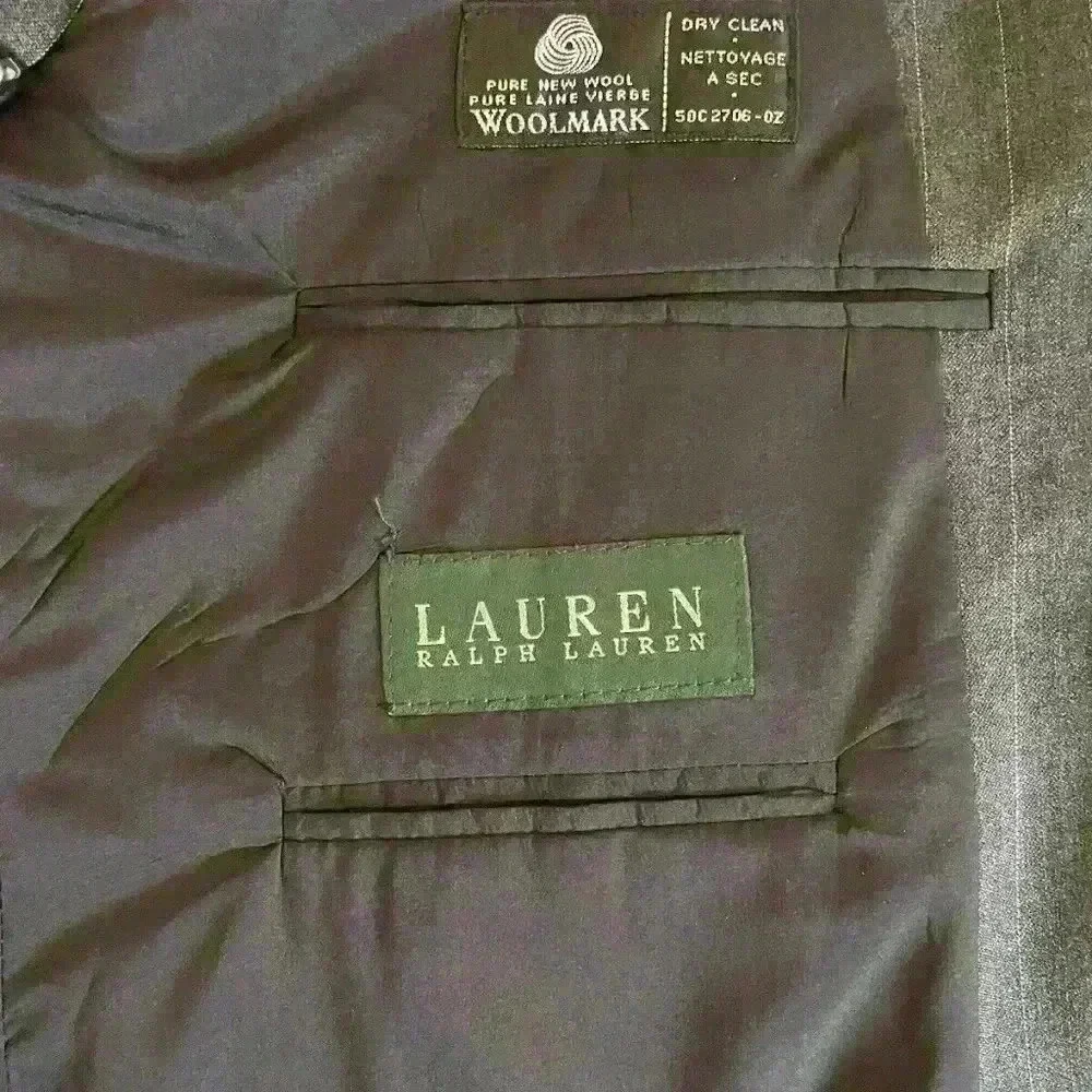 Lauren Ralph Lauren Men's 2 Button Wool Blazer Size 44L Gray Striped